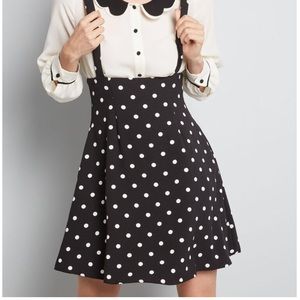 Overall Winner Jumper Skirt in Black Polka Dot